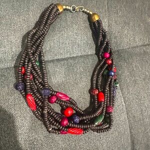 Black and Red Beaded Layer Necklace